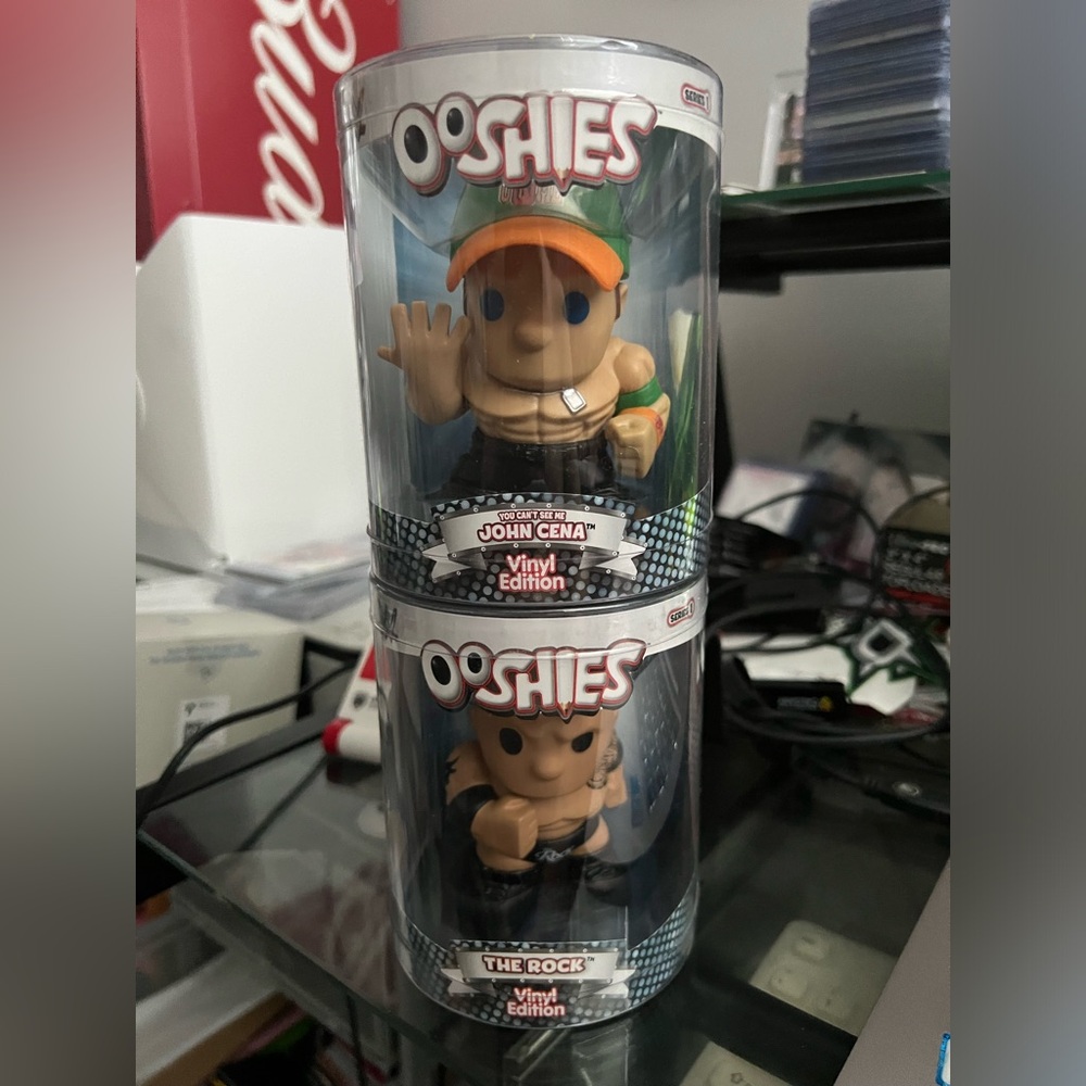 Ooshies Vinyl Edition collectables John Cena and The Rock WWE figurines